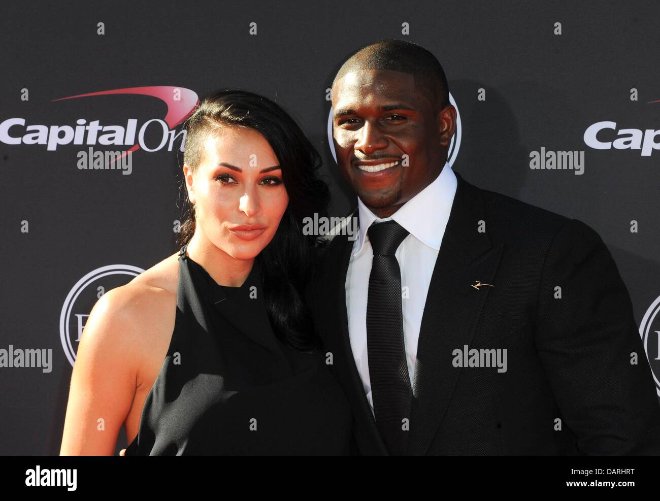 Los Angeles, CA. 17th July, 2013. Lilit Avagyan, Reggie Bush at arrivals for The 2013 ESPYS by ESPN - ARRIVALS 2, Nokia Theatre at L.A. LIVE, Los Angeles, CA July 17, 2013. Credit:  Elizabeth Goodenough/Everett Collection/Alamy Live News Stock Photo