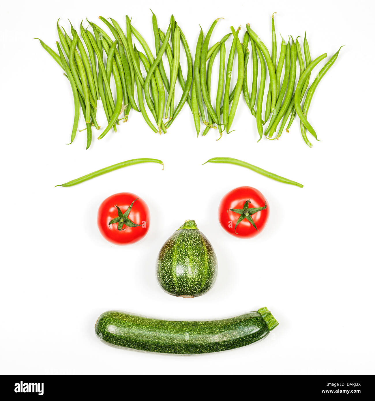 cool vegetables face on white background Stock Photo