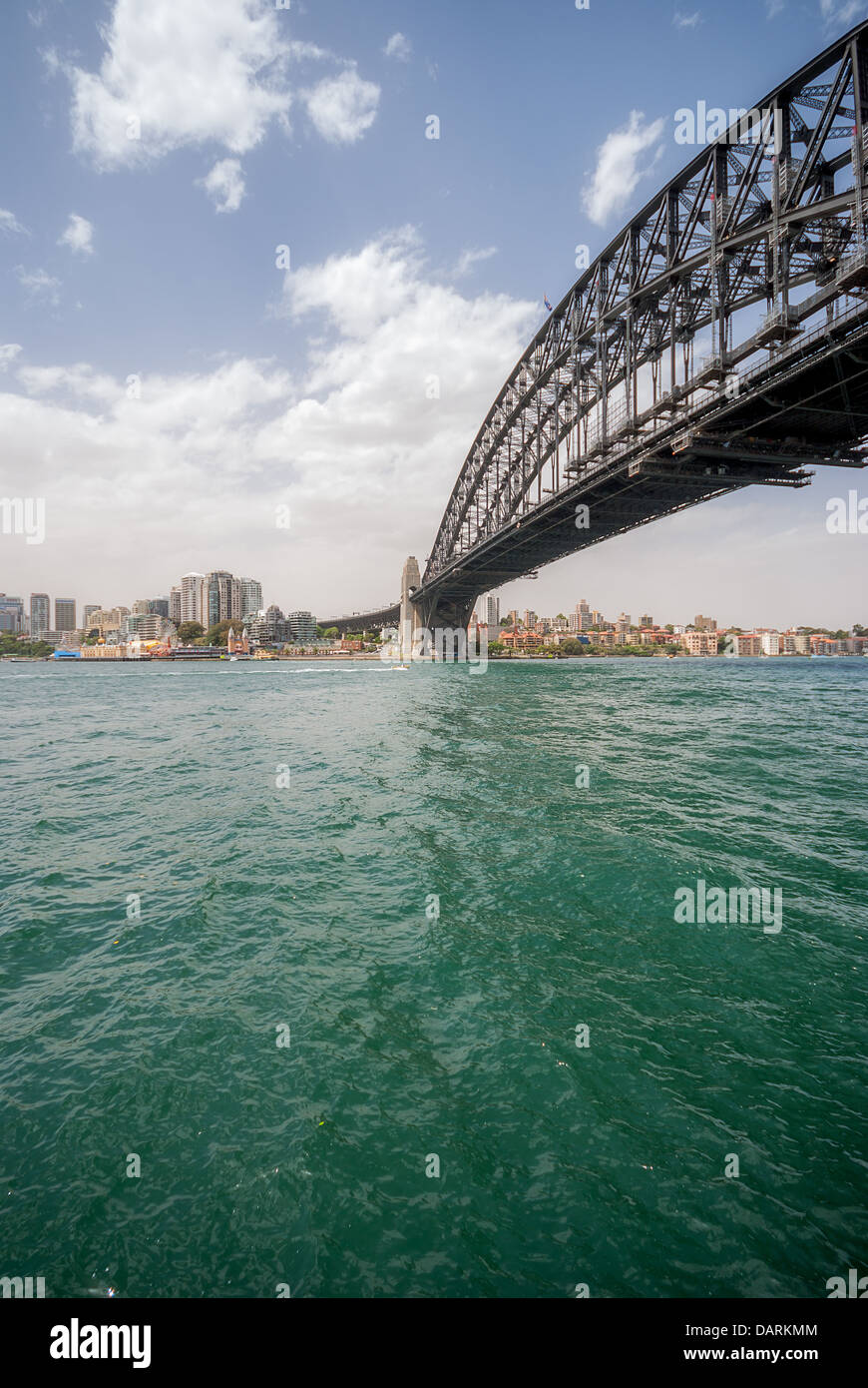 The iconic Sydney Harbour Bridge which spans from downtown to North Sydney. Stock Photo