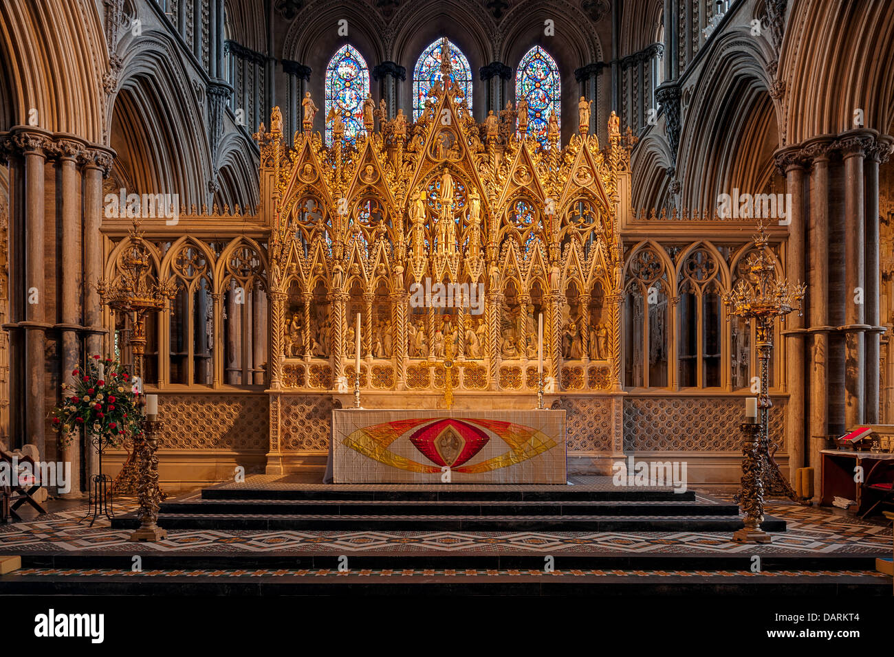 An altar at Ely Cathedral Stock Photo