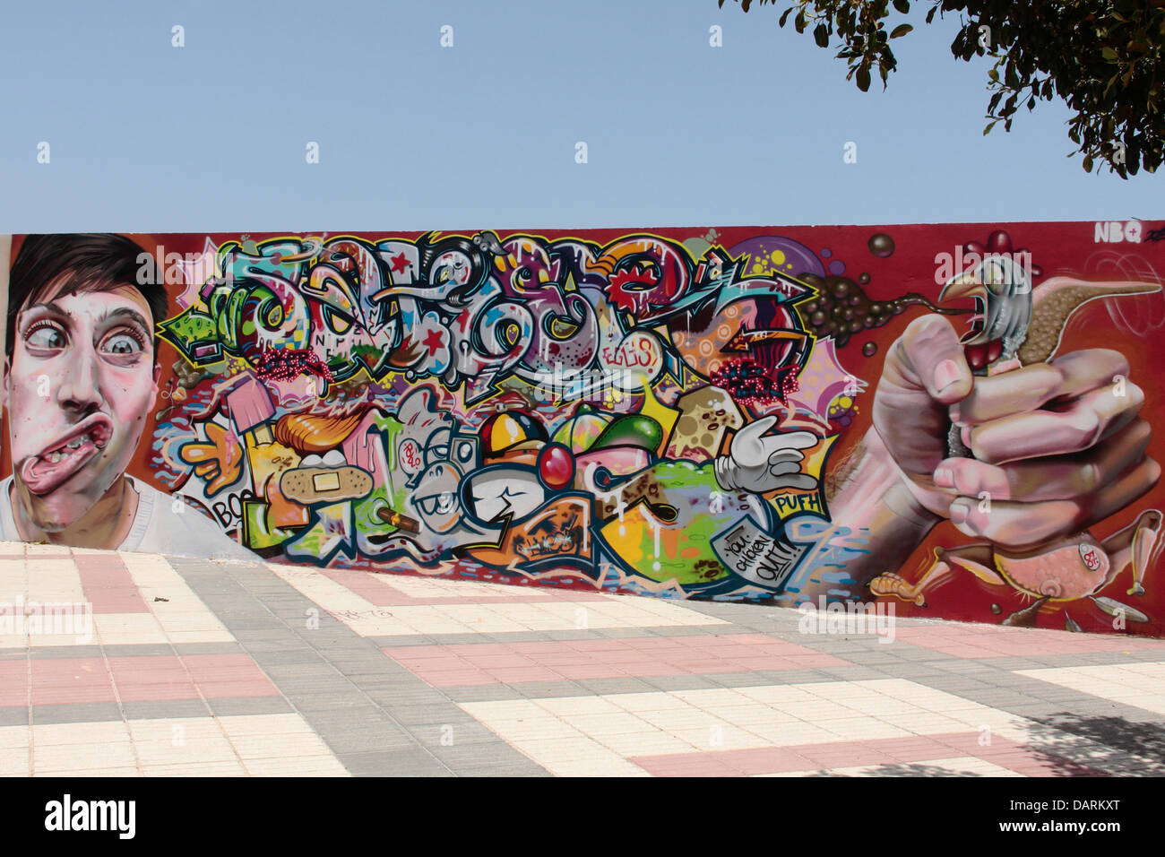 Graffiti murals on a wall. Stock Photo