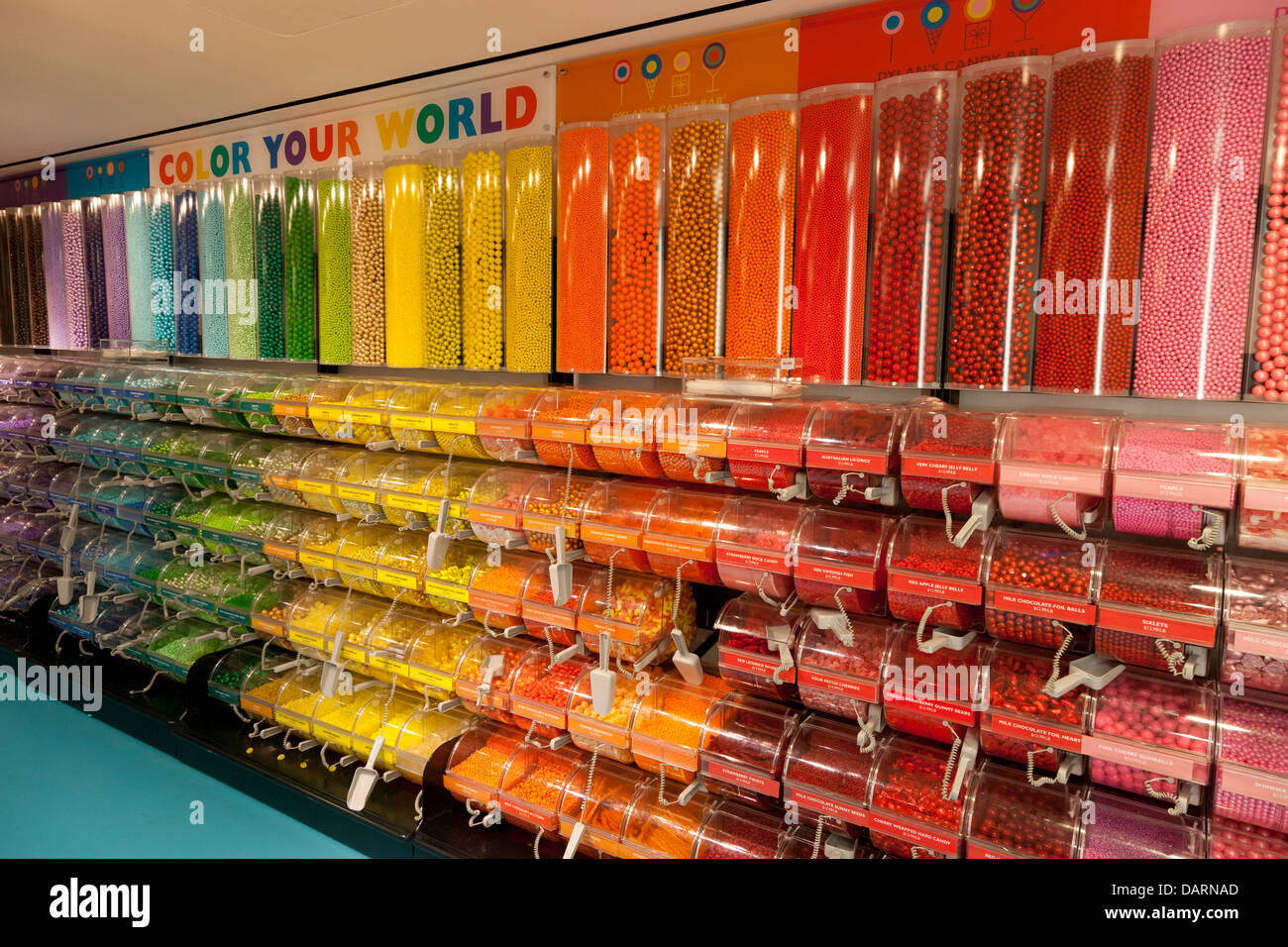 Candy store with multi colored sweets in New York City Stock Photo