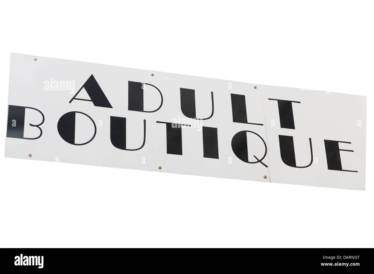 An adult boutique sign on a white background Stock Photo
