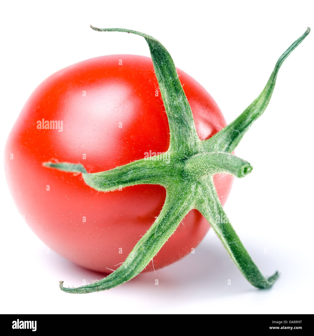 a tomato with green isolated before white background Stock Photo - Alamy