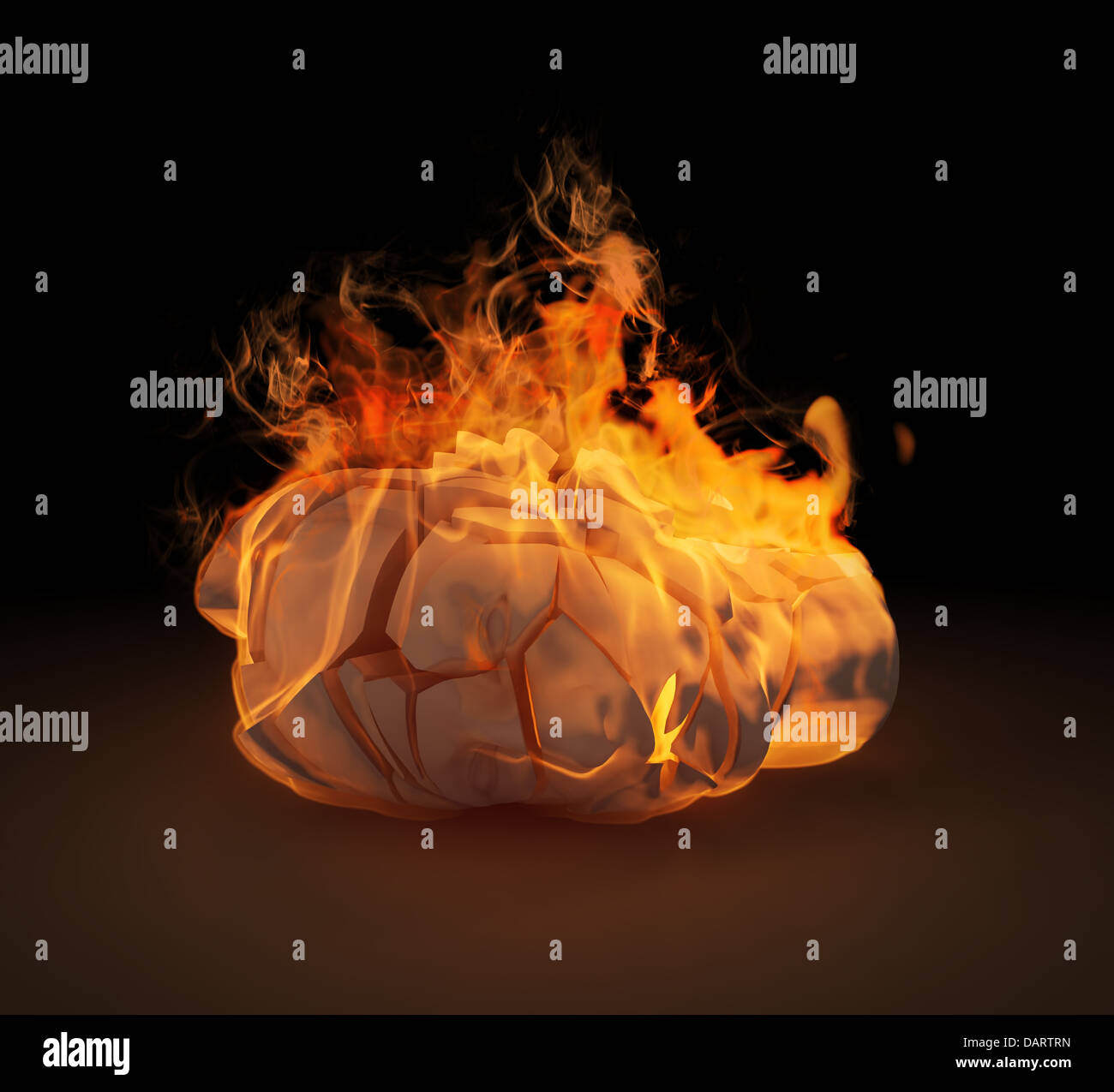 A human head sculpture in flames Stock Photo Alamy