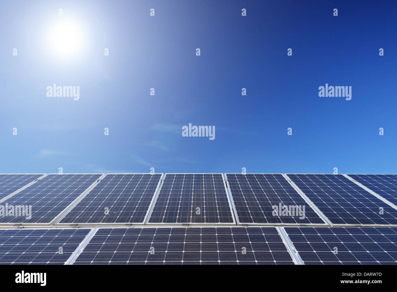 View of a solar photovoltaic cell panels Stock Photo