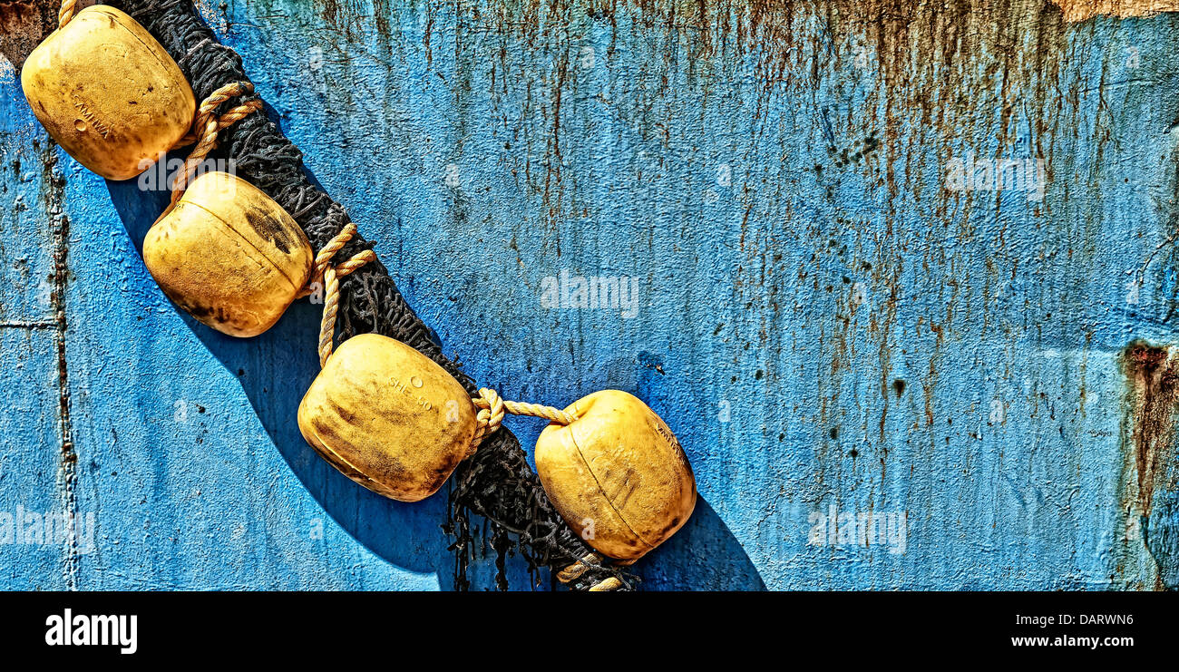 ropes and rusty detail of ship in harbour of Hout Bay, Cape Town