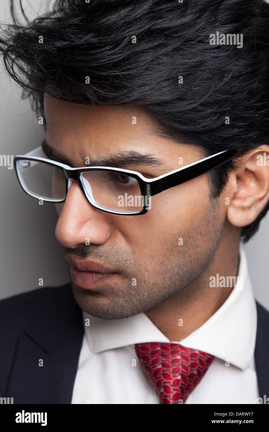 Handsome Indian businessman with glasses Stock Photo Alamy