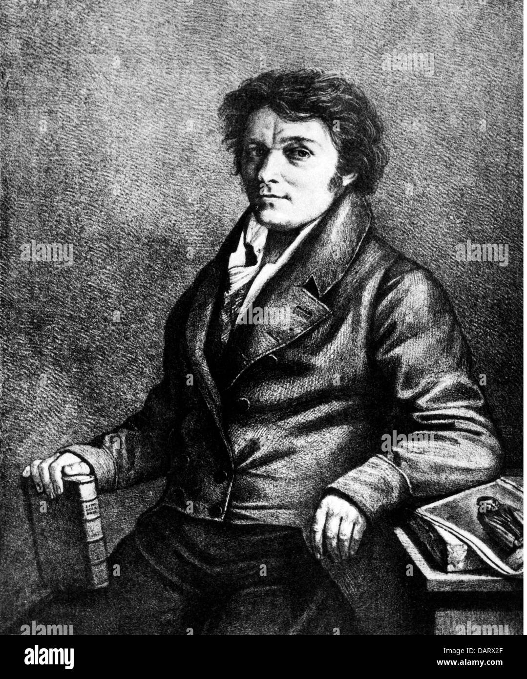 Senefelder, Alois, 6.11.1771 - 26.2.1834, Austrian inventor of the lithograph, half length, early 19th century, Stock Photo