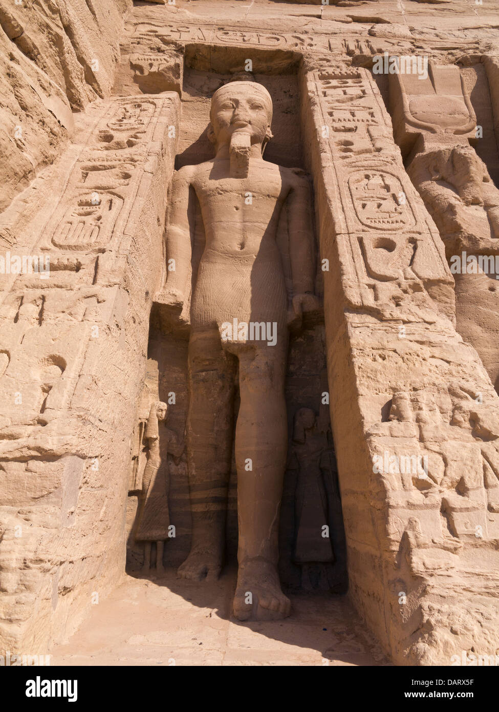 The vast Sun Temple of Abu Simbel built by Ramesses II, the UNESCO World heritage site, Lake Nasser, south of Aswan, Upper Egypt Stock Photo