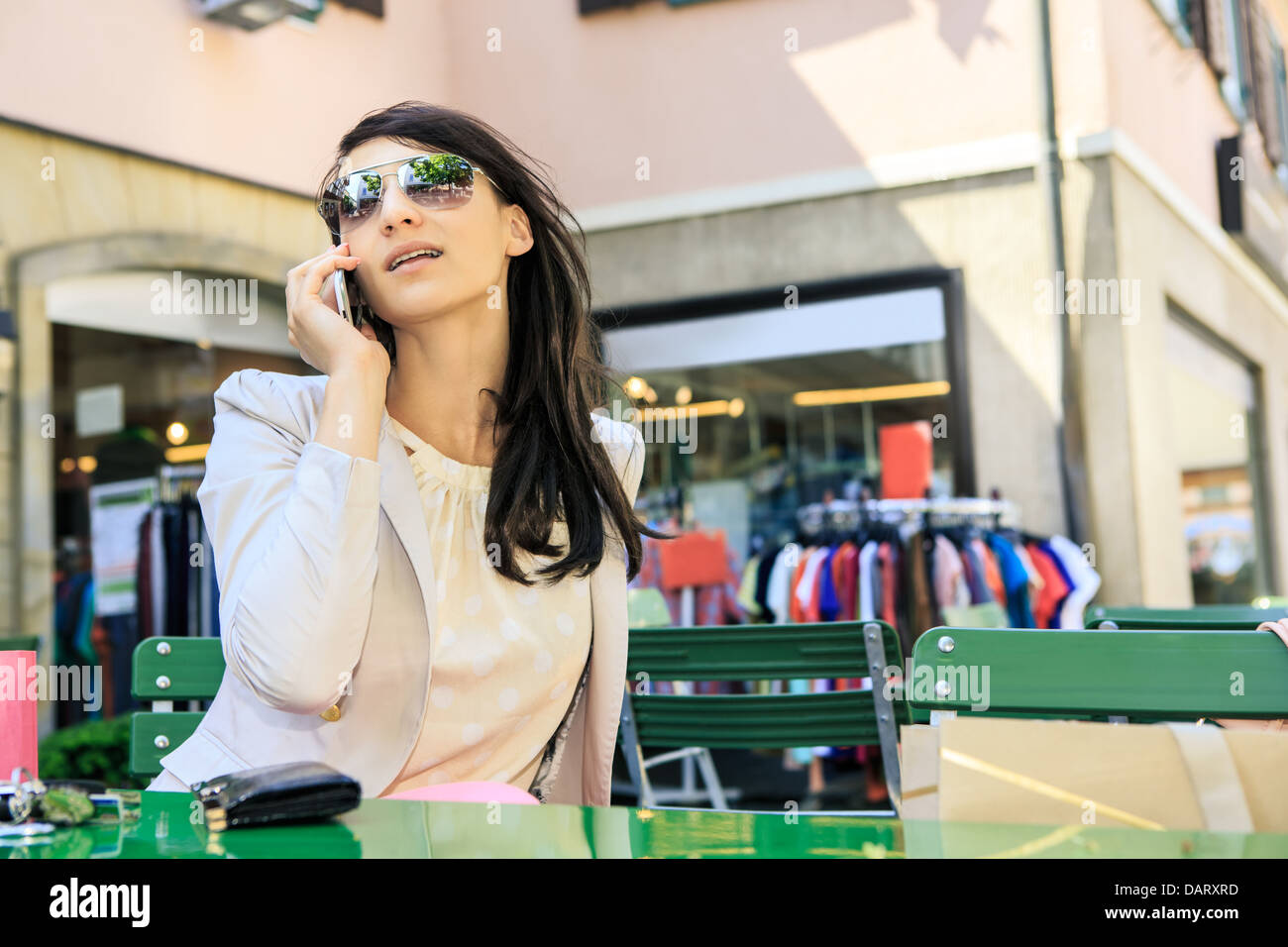 portrait of a young woman in the street cafe Stock Photo - Alamy