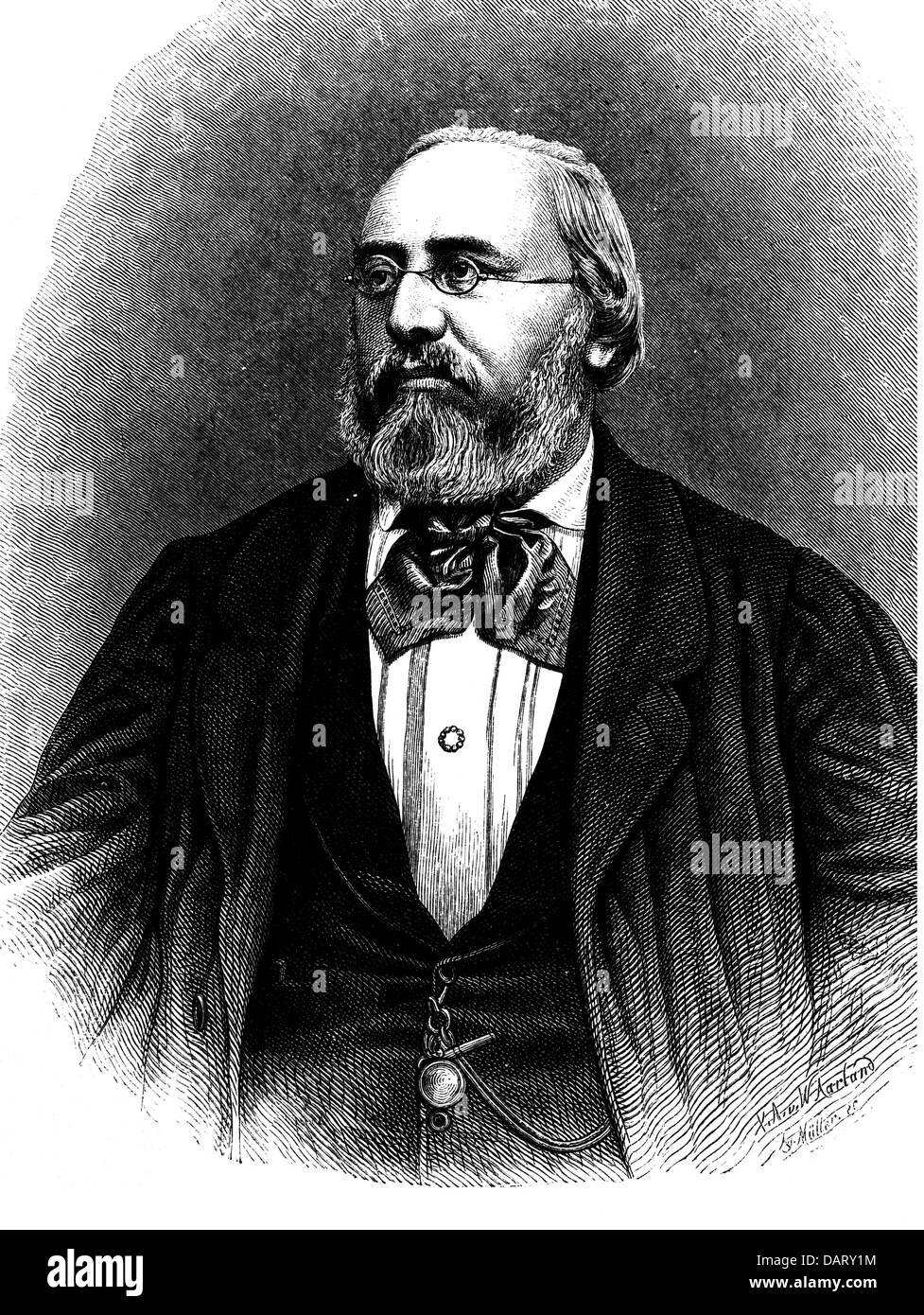 Schmid, Hermann von, 30.3.1815 - 19.10.1880, German author / writer (poet), half length, based on drawing by J. Mueller, wood engraving, 19th century, Stock Photo