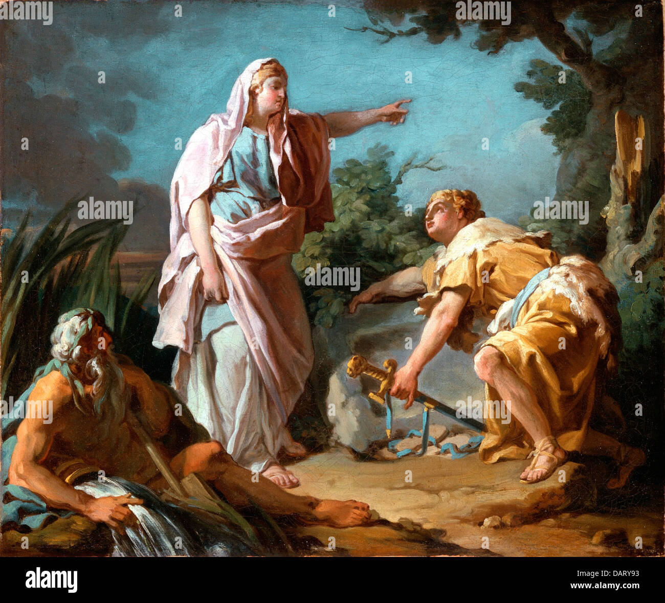 Aethra Showing her Son Theseus the Place Where his Father had Hidden his Arms M.2000.179.21 Stock Photo