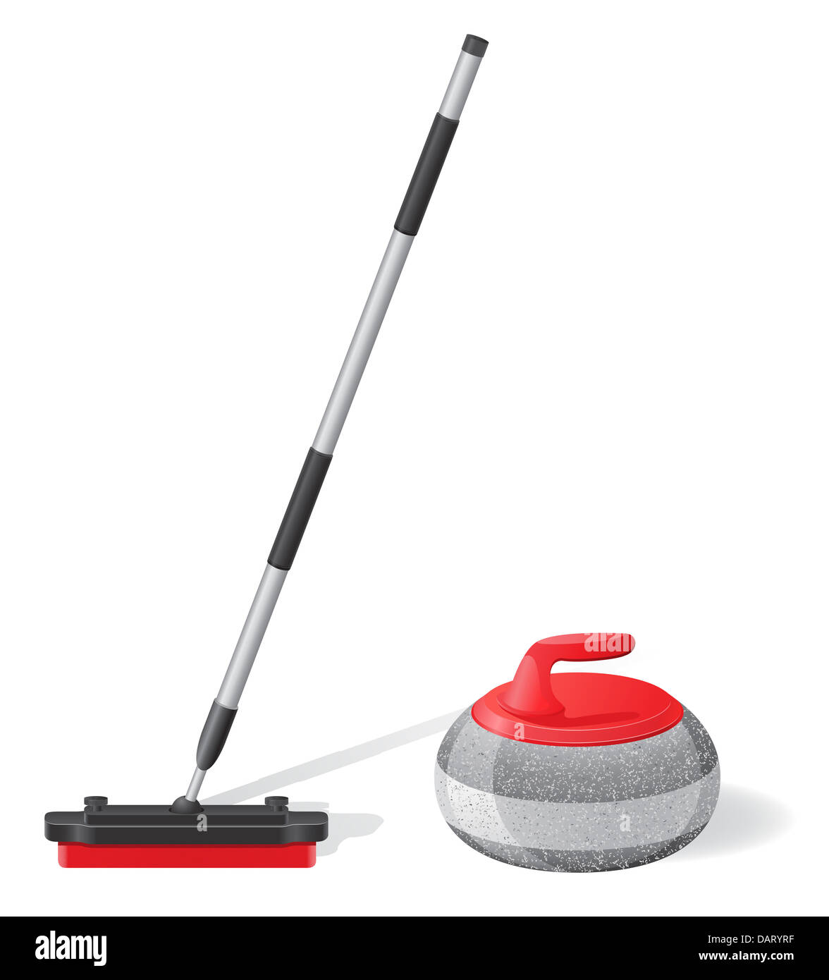 broom and stone for curling sport game illustration isolated on white