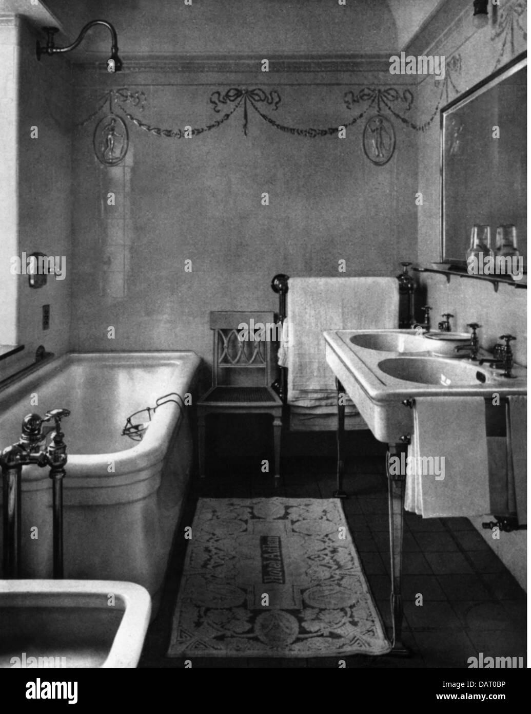 geography / travel, Germany, Berlin, gastronomy, Hotel 'Adlon', interior view, bathroom, circa 1907, Additional-Rights-Clearences-Not Available Stock Photo