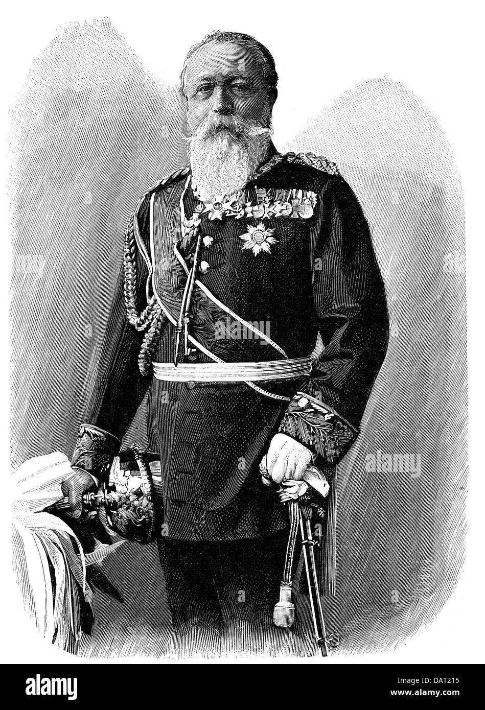 Frederick I, 9.9.1826 - 28.9.1907, Grand Duke of Baden 5.9.1856 - 28.9.1907, half length, wood engraving, 1897, Stock Photo