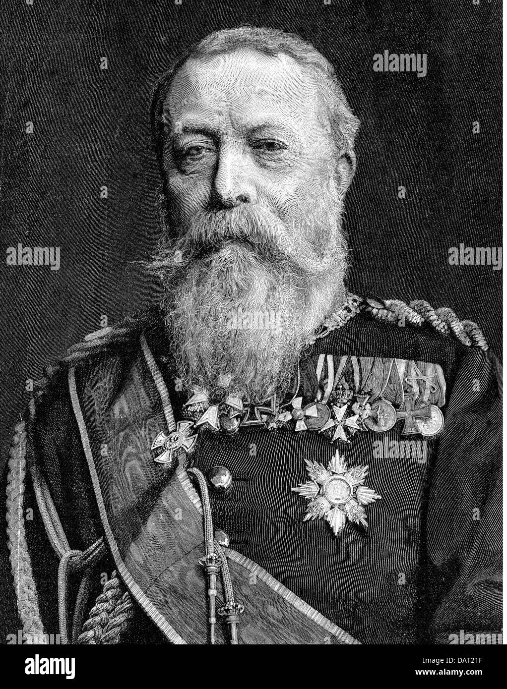 Frederick I, 9.9.1826 - 28.9.1907, Grand Duke of Baden 5.9.1856 - 28.9.1907, portrait, wood engraving, 1896, Stock Photo