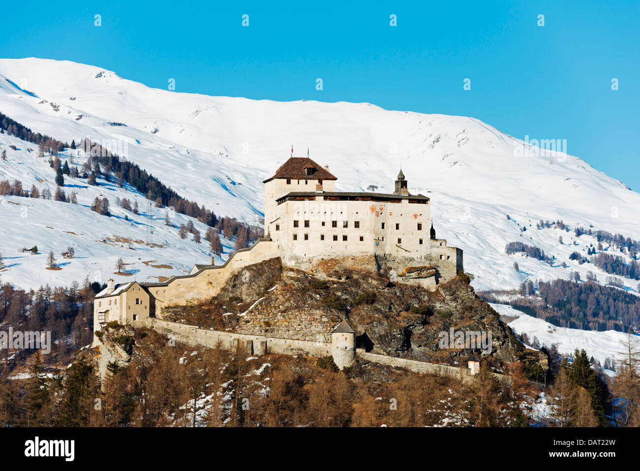 Europe, Switzerland, Graubunden, Scuol-Tarasp, Scuol castle, Schloss Tarasp Stock Photo