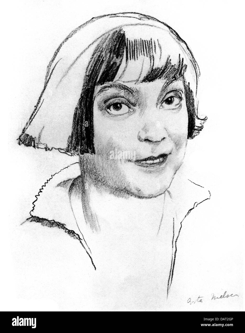 Nielsen, Asta, 11.9.1881 - 24.5.1972, Danish actress, portrait, drawing by Oreik, 1921, Stock Photo