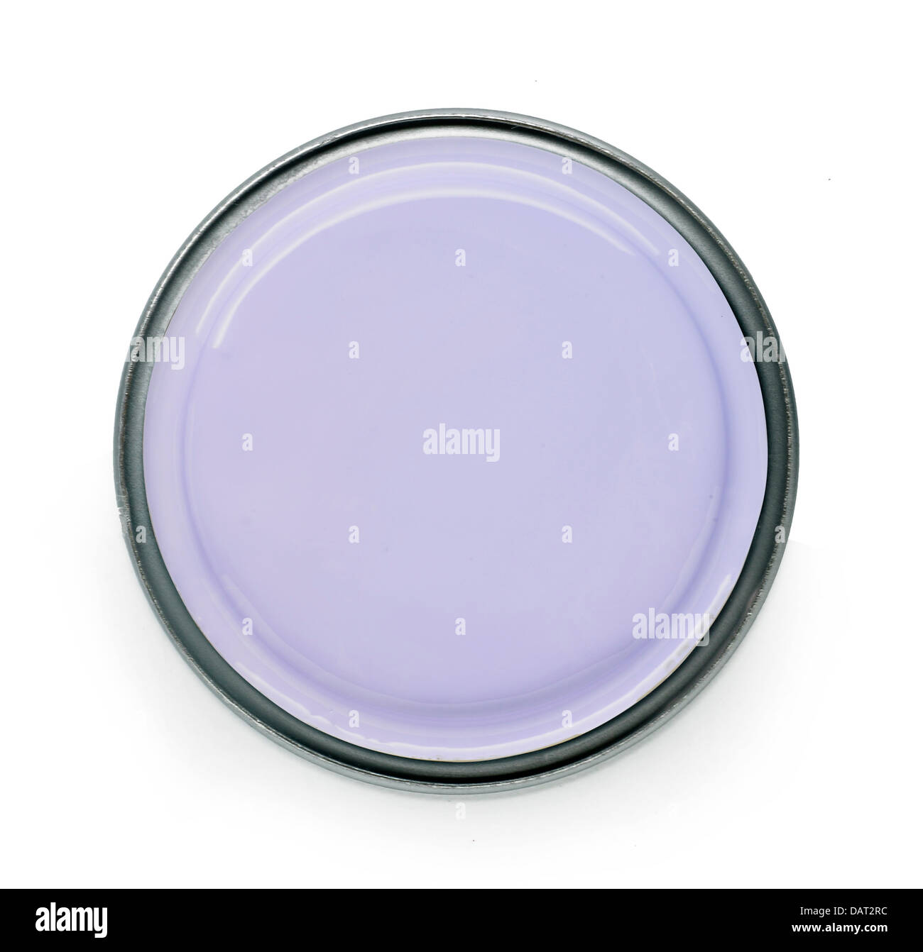 lilac paint pot cut out onto a white background Stock Photo
