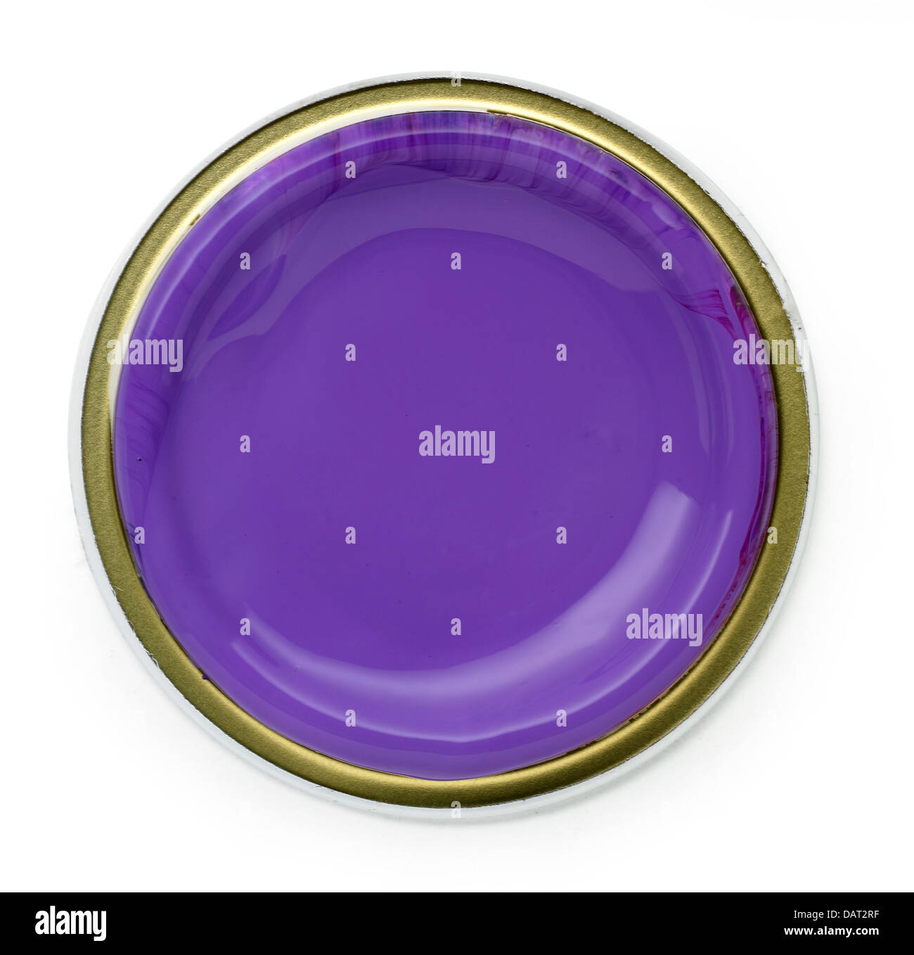 purple paint pot cut out onto a white background Stock Photo