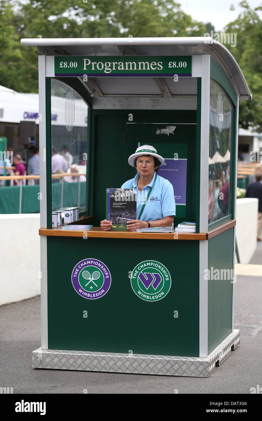 Programme seller at Wimbledon Tennis Championships 2013 Stock Photo
