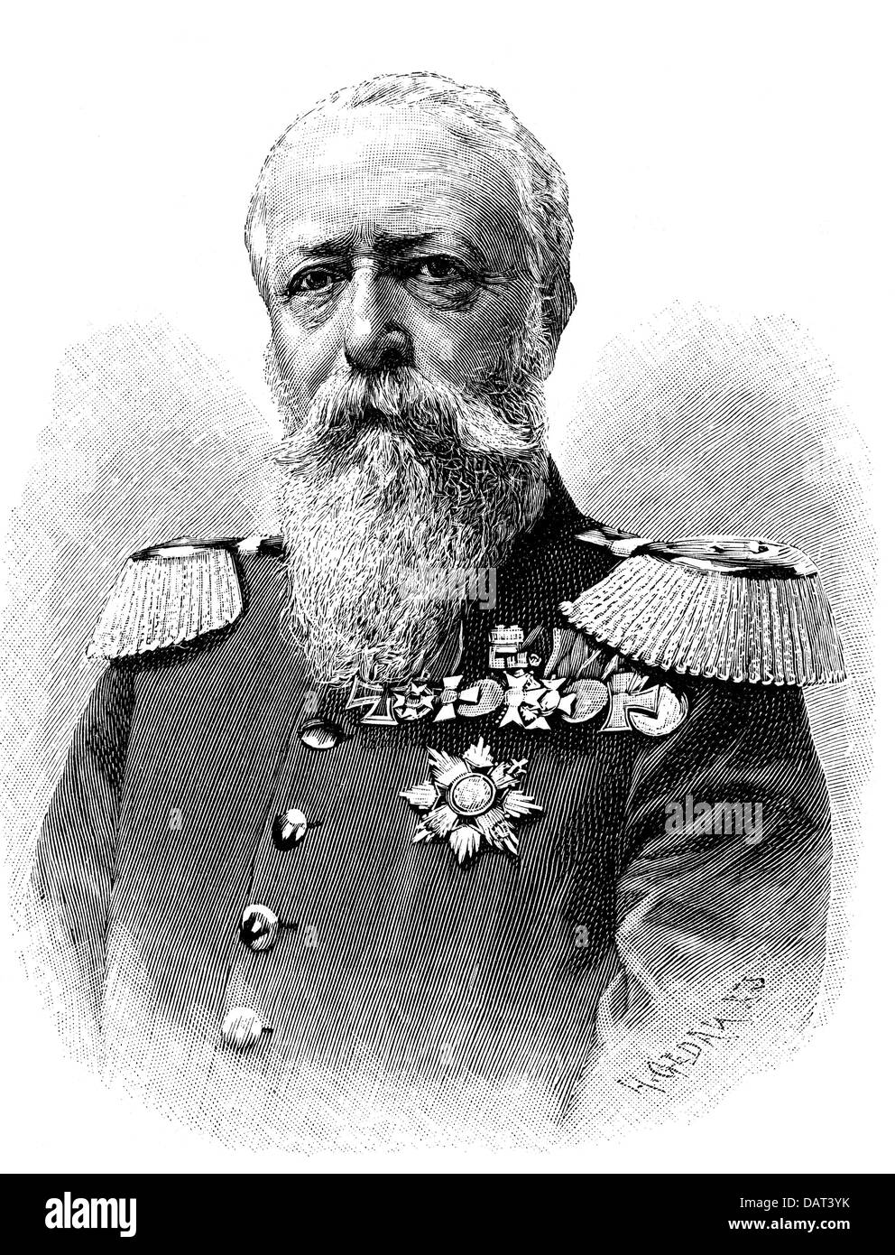 Frederick I, 9.9.1826 - 28.9.1907, Grand Duke of Baden 5.9.1856 - 28.9.1907, portrait, wood engraving, circa 1895, Stock Photo