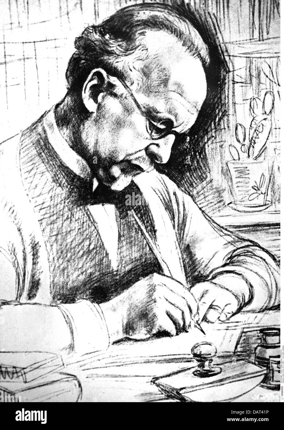 Zahn, Ernst, 24.1.1867 - 12.2.1952, Swiss writher / autor, half length, drawing, Stock Photo
