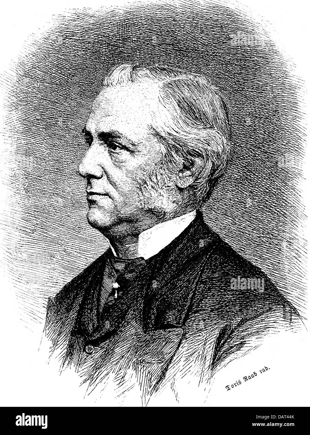 Mueller, Friedrich Max, 6.12.1823 - 28.10.1900, German indologist and religious scholar, portrait, wood engraving, circa 1900, Stock Photo