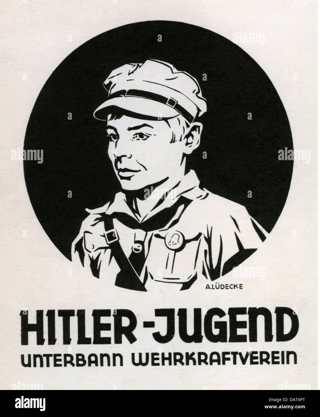 National Socialism, organisations, Hitler Youth (Hitlerjugend, HJ), postcard, drawing by A. Luedecke, 1936, Additional-Rights-Clearences-Not Available Stock Photo
