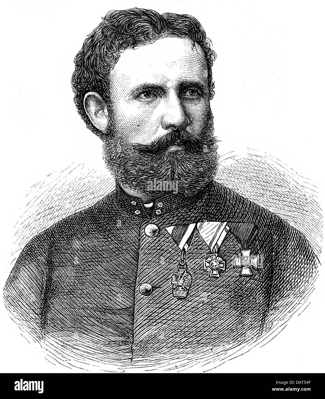 Payer, Julius, 1.9.1842 - 30.8.1915, Austrian arctic explorer, portrait, in uniform, wood engraving, 19th century, Stock Photo
