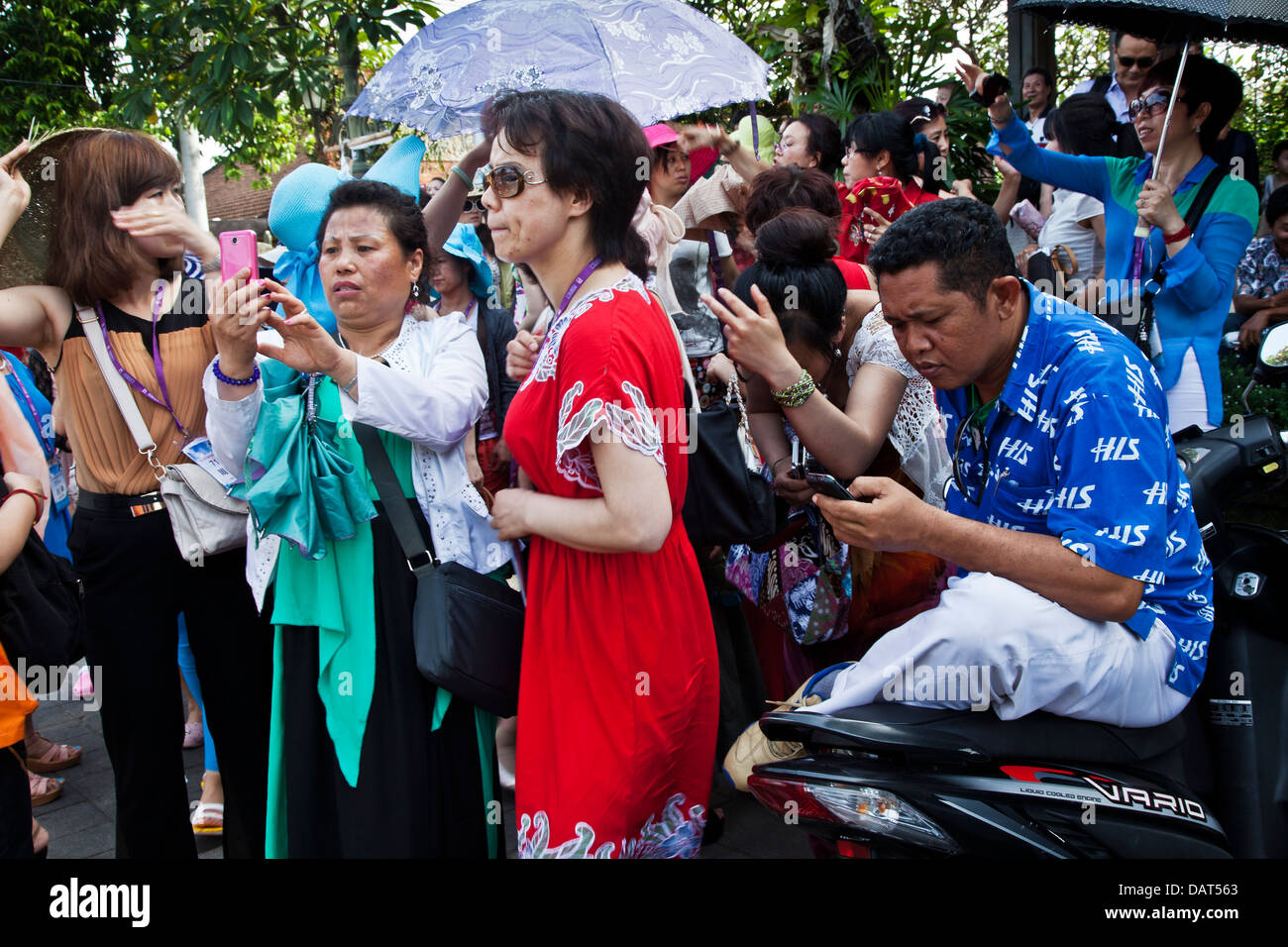 Chinese tourists in Ubud, Bali Stock Photo