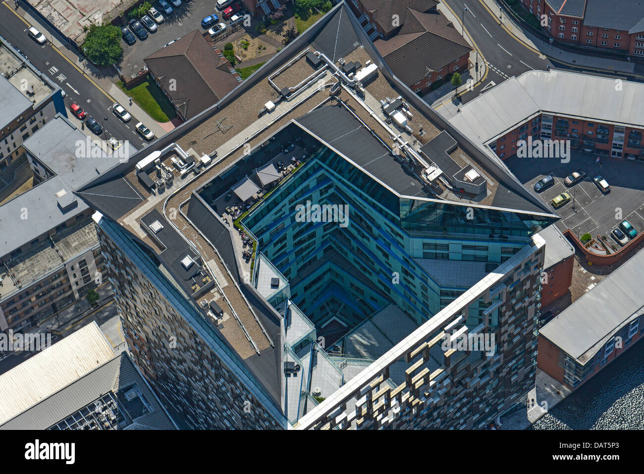 Aerial photograph of office and apartment building in Birmingham UK. Stock Photo