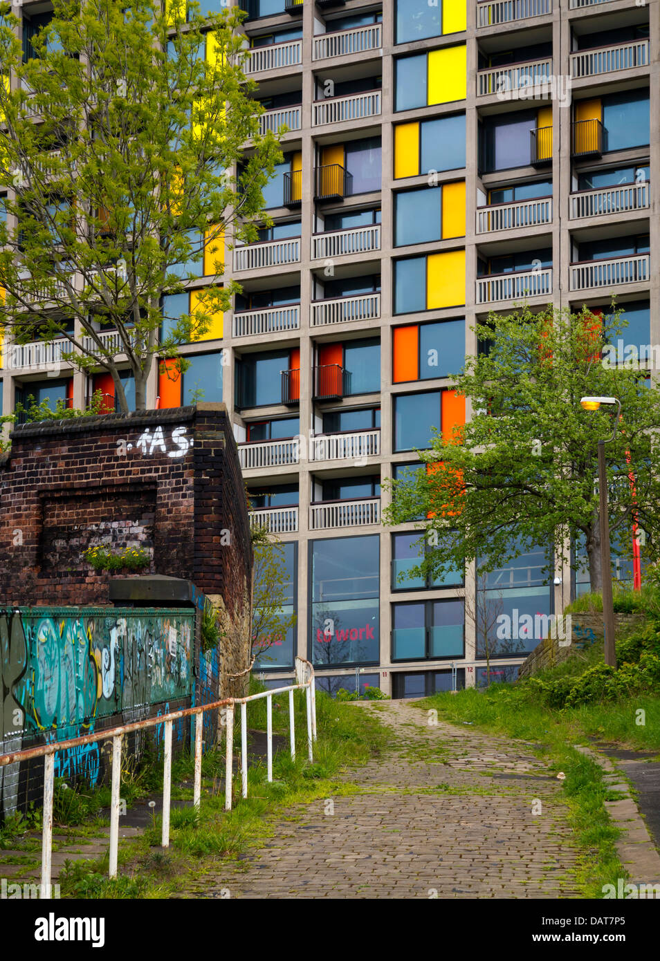 Path leading to Park Hill flats Sheffield England UK a listed building
