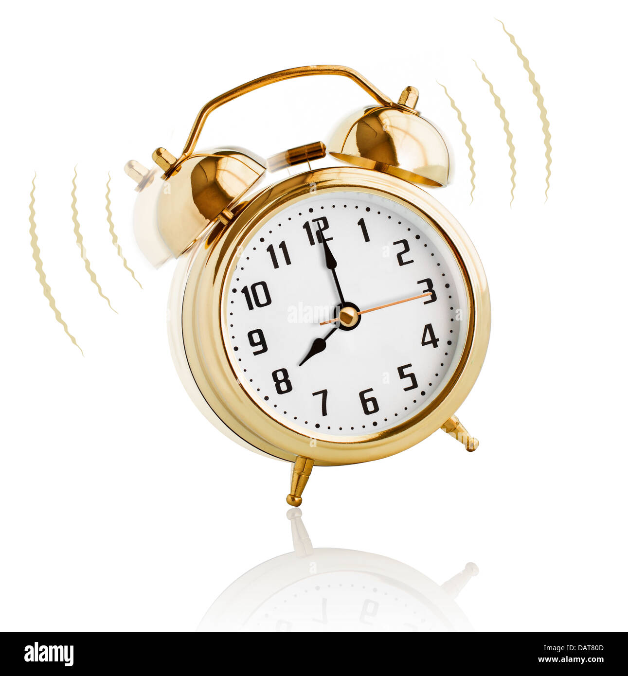 Alarm clock ringing at 8 o'clock morning Stock Photo