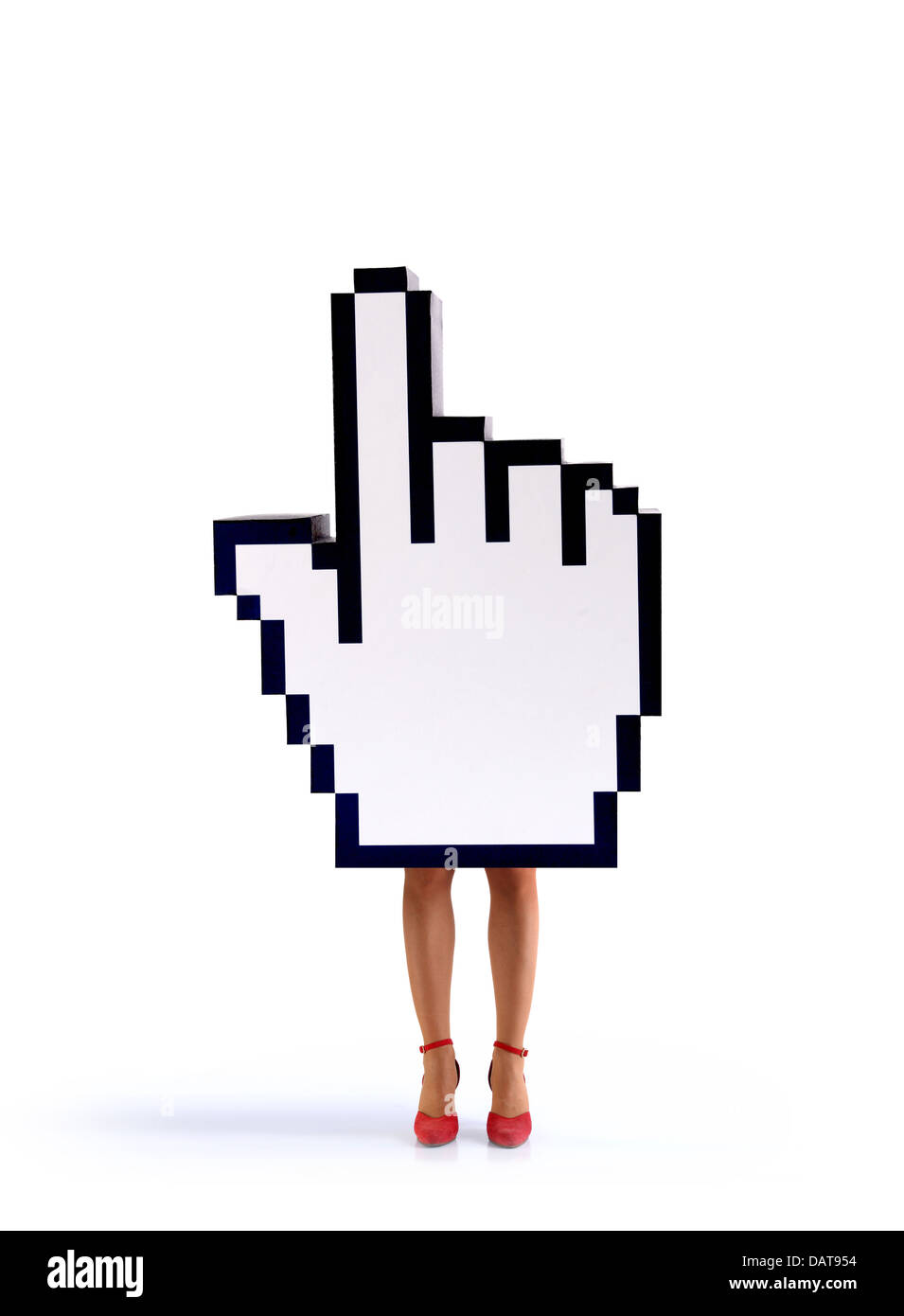 E-commerce hand cursor with female legs Stock Photo