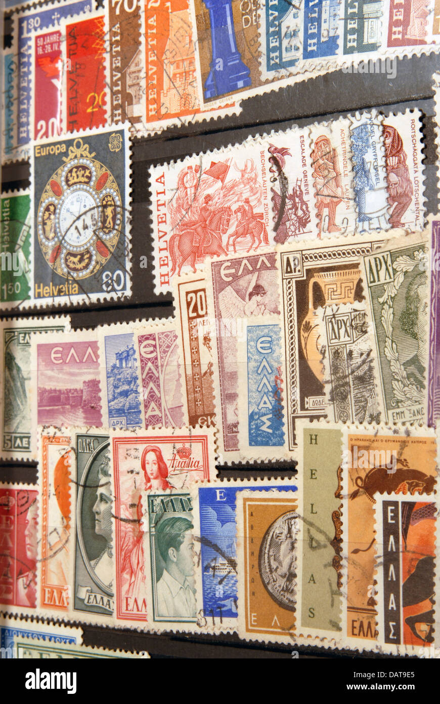 Stamp collection from Helvetia Stock Photo