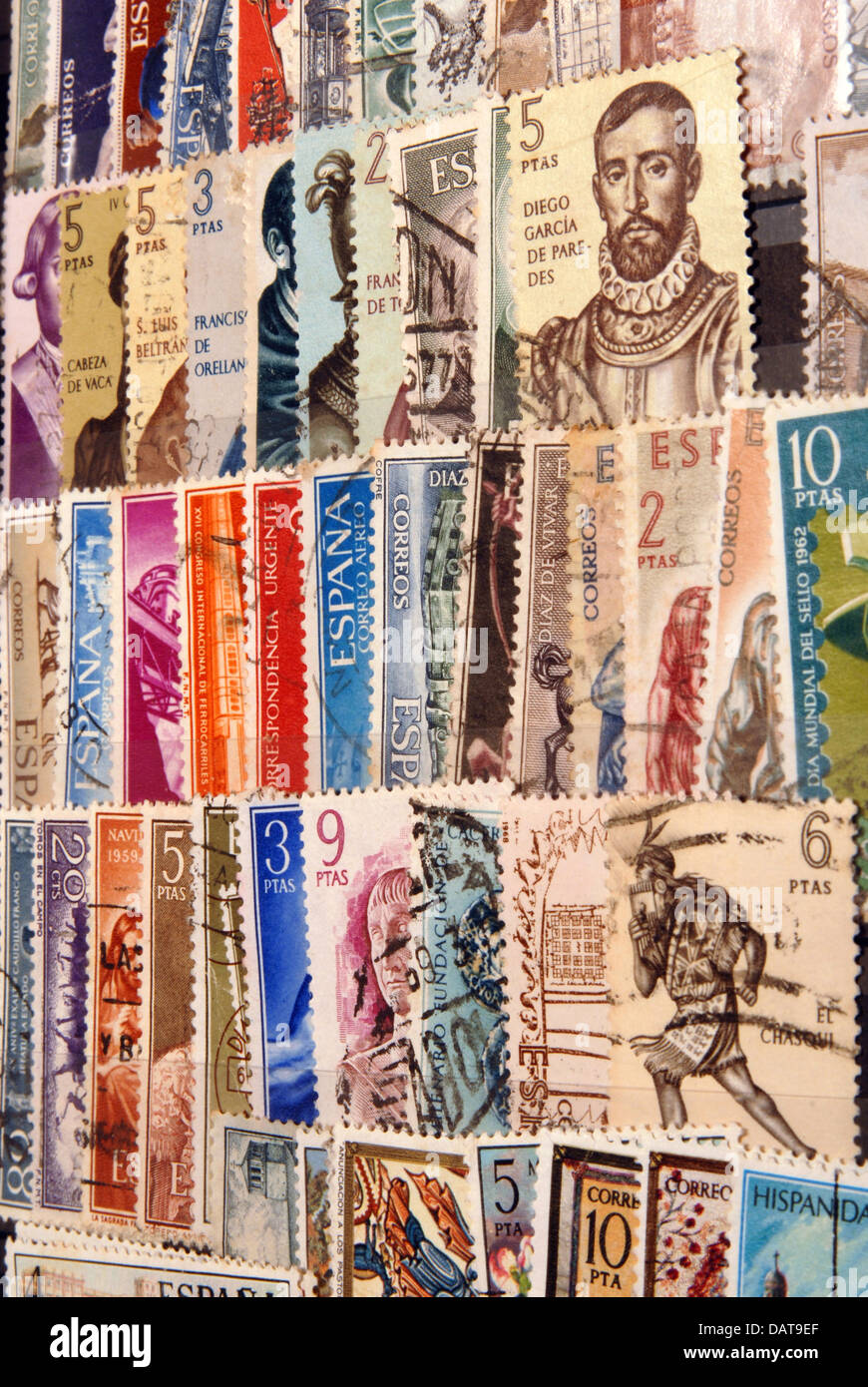 Stamp collection from Spain Stock Photo