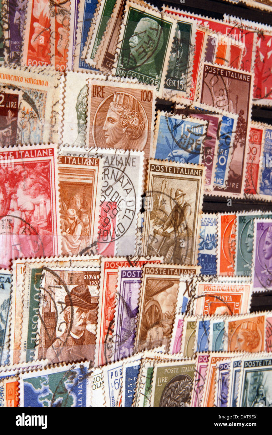 Stamp collection from Italy Stock Photo