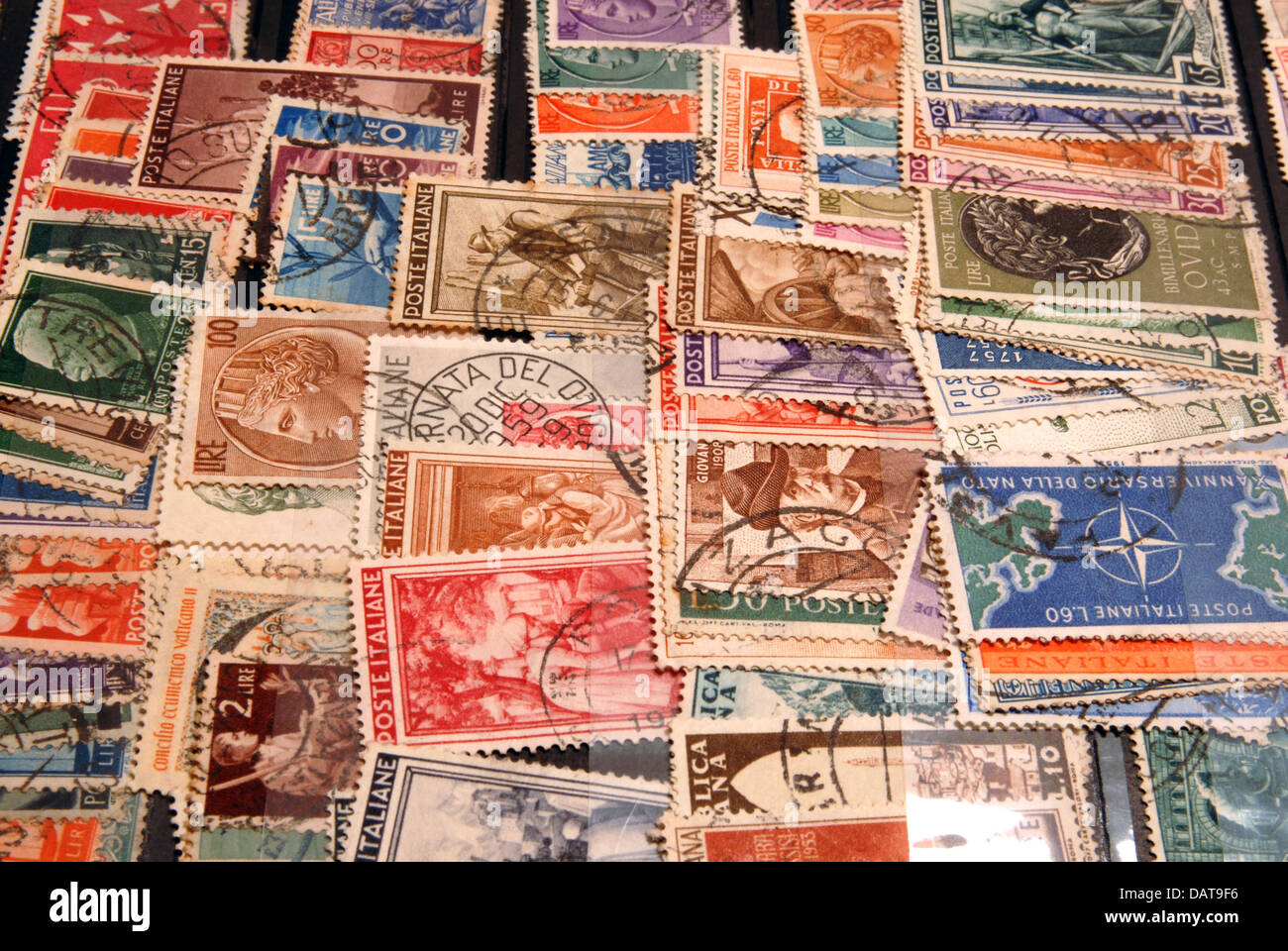 Old stamp collection from Italy Stock Photo