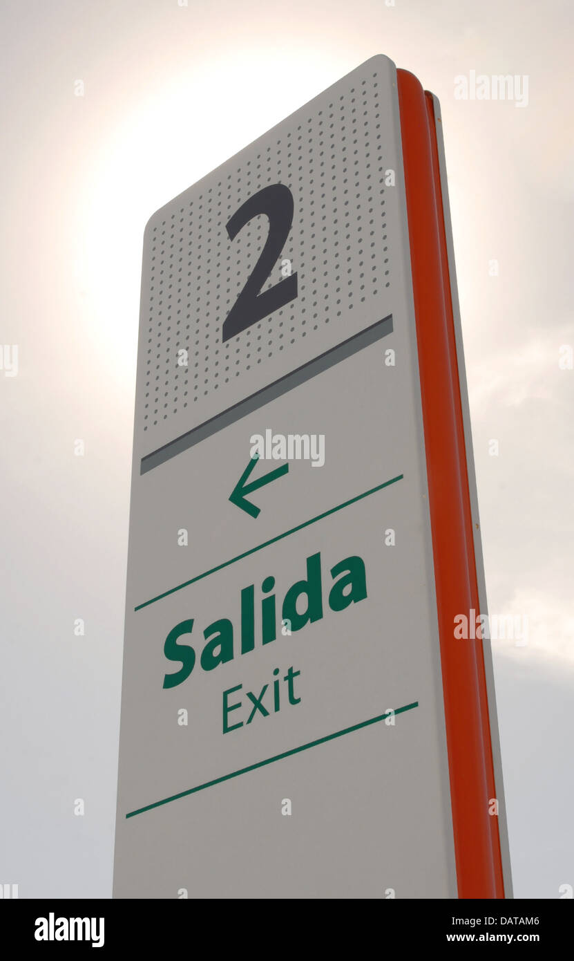 Exit signpost perspective Stock Photo