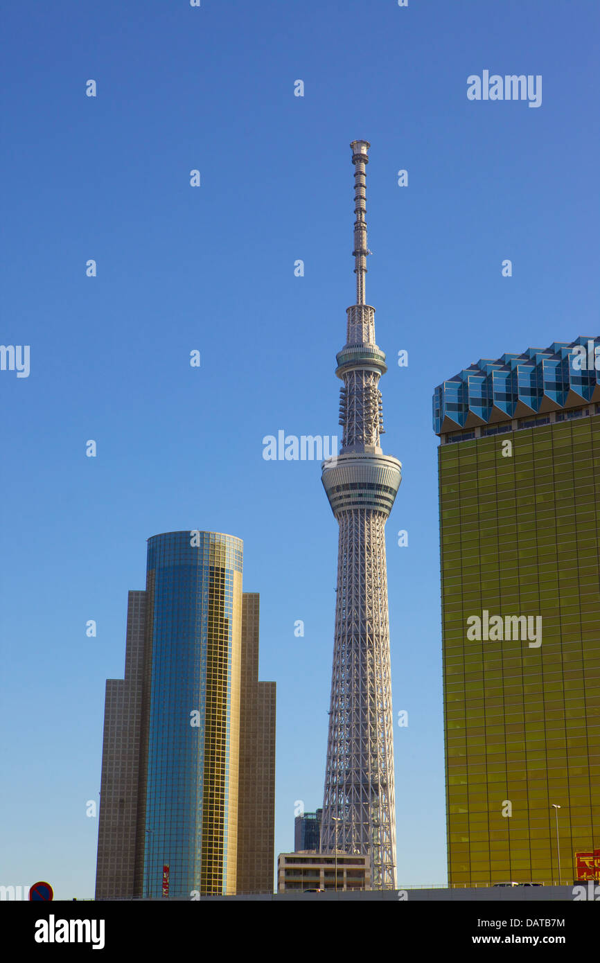 View from Asakusa, Tokyo Skytree, Communications Tower Stock Photo