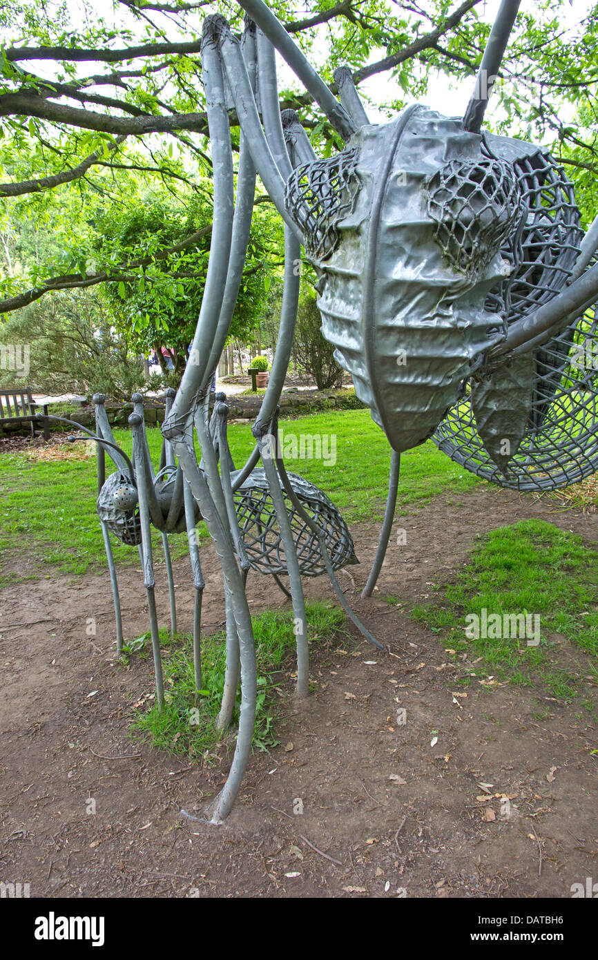 The Millennium Bug and offspring, by Graeme Hopper & David Buxton on display in Botanical Gardens of Durham University Stock Photo