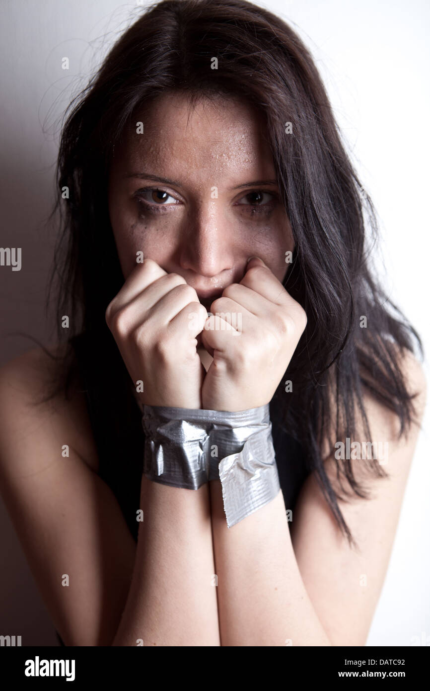 kidnapped young woman Stock Photo Alamy