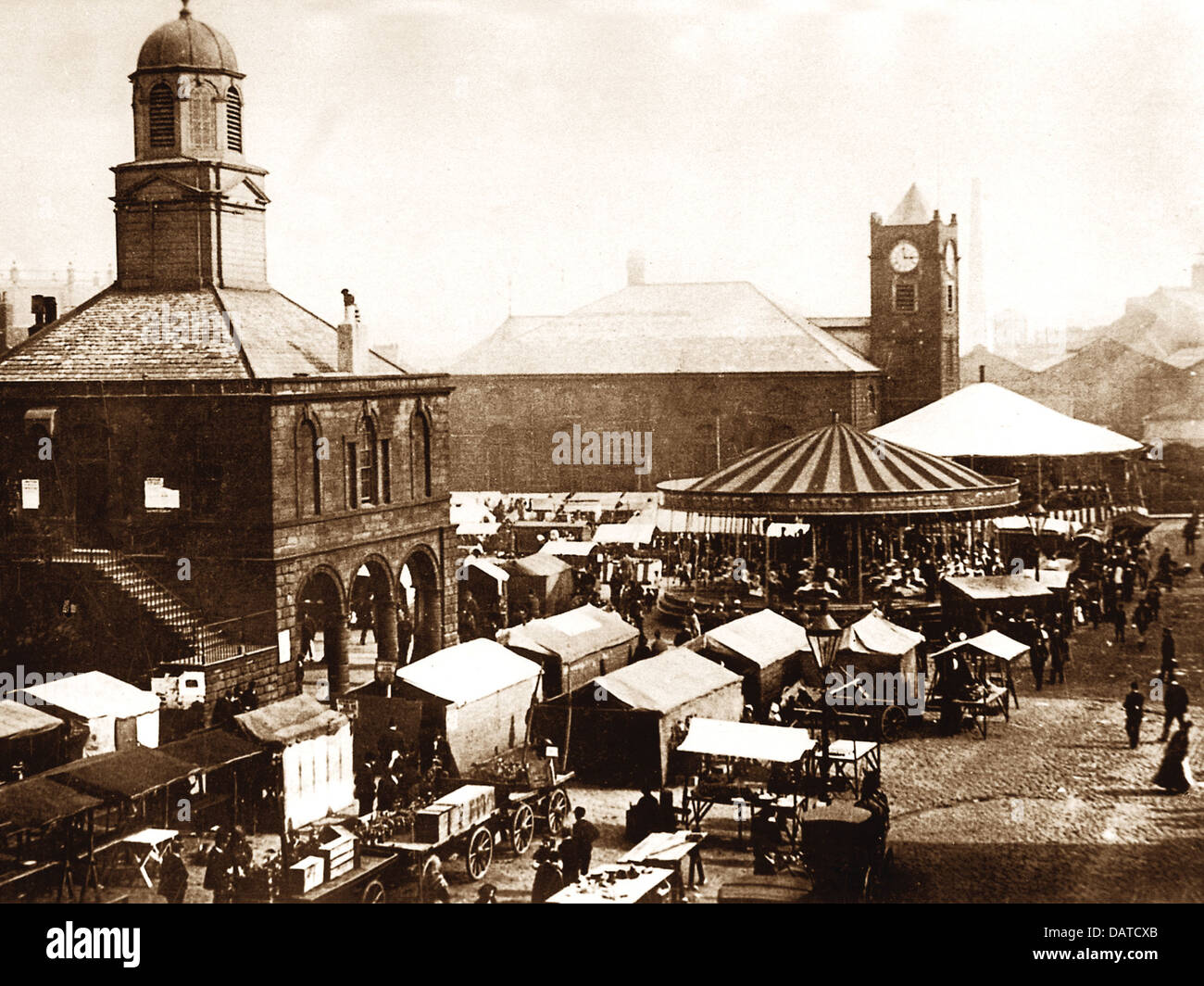 South Shields Market Place Fair early 1900s Stock Photo Alamy