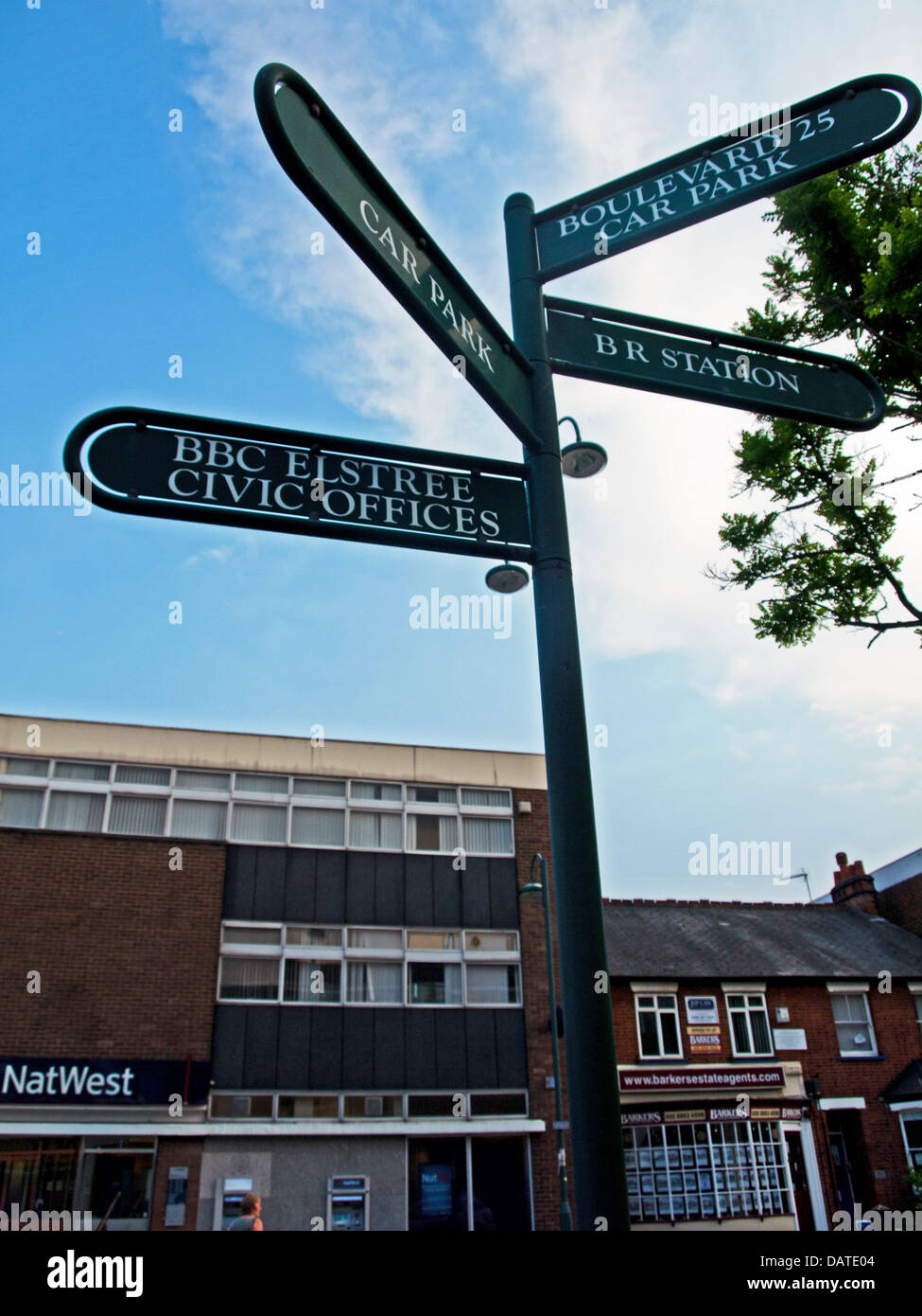 Street sign near Elstree Studios, Borehamwood, Hertfordshire, England, United Kingdom Stock Photo