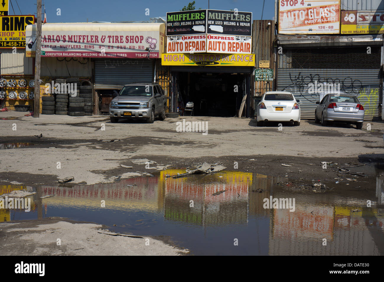 In the shadow of Citi Field the automobile repair shops of Willets