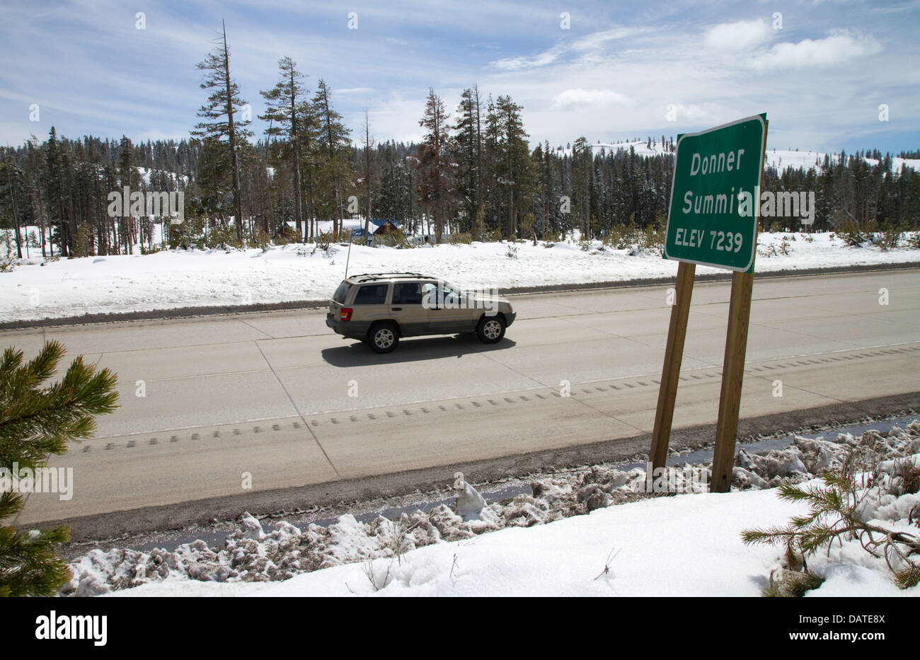 Donner Pass summit on Interstate 80, California, USA. Stock Photo