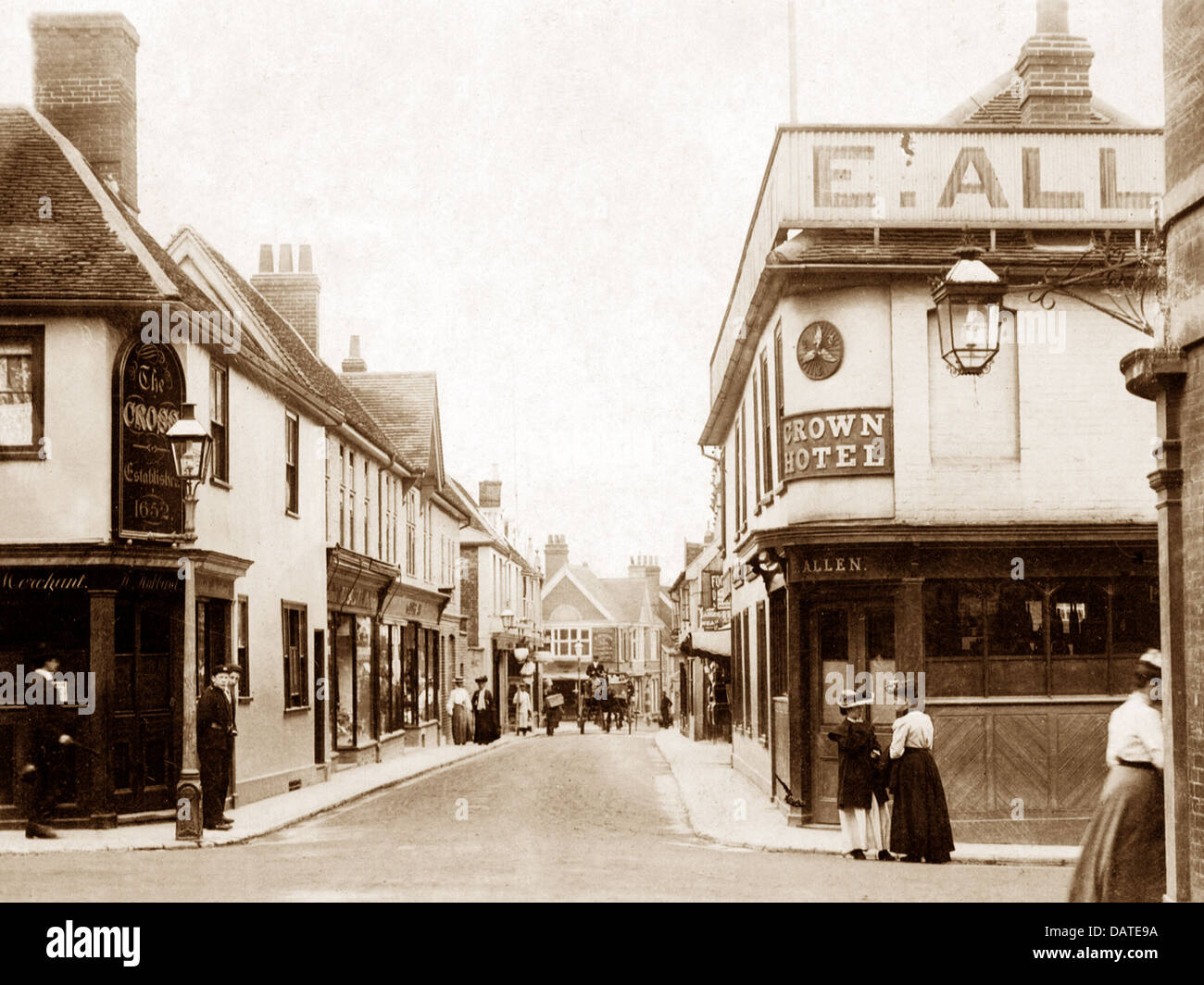 Woodbridge Crown Hotel early 1900s Stock Photo