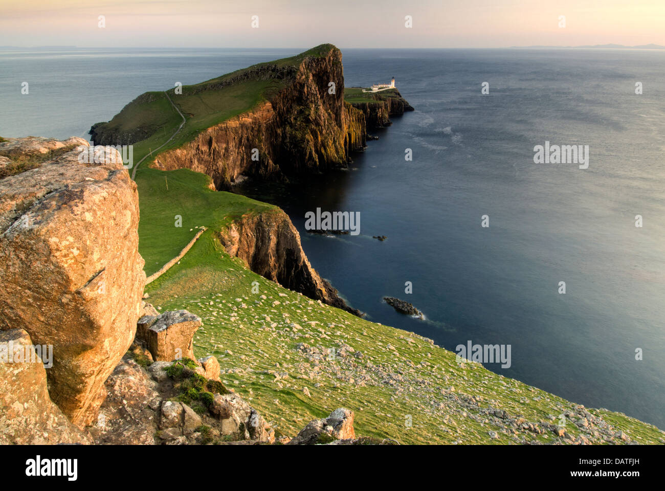 Neist Point, Isle of Skye, Scotland. Long exposure at Sunset Stock Photo